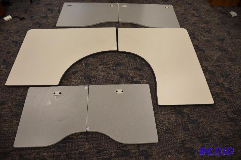 lot 84 image: Six desk tops 2 at 58x47" 2 at 30x30&quo...