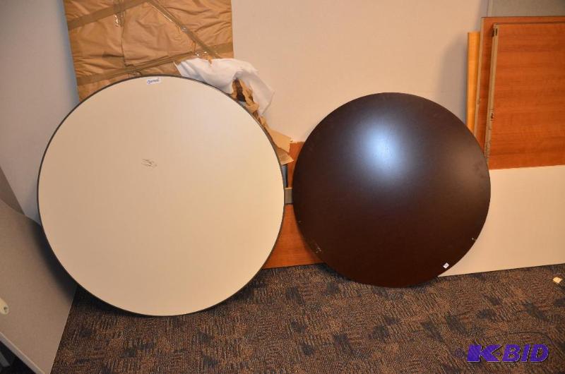 lot 85 image: Two Round table tops 42" & 48" ...