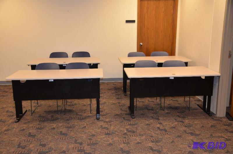 lot 98 image: Four folding tables  desks 60x30". Made...