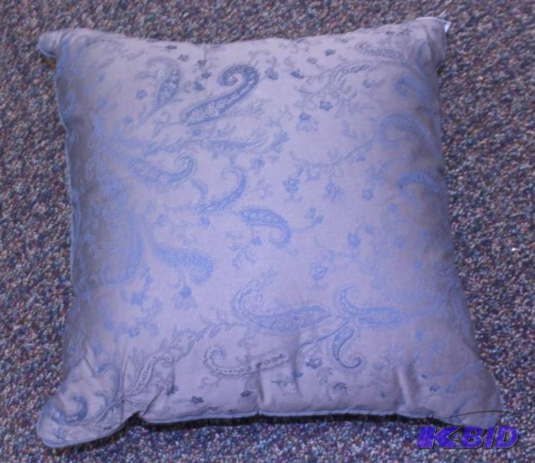 Taupe Pillow With Paisley Pattern in Blue