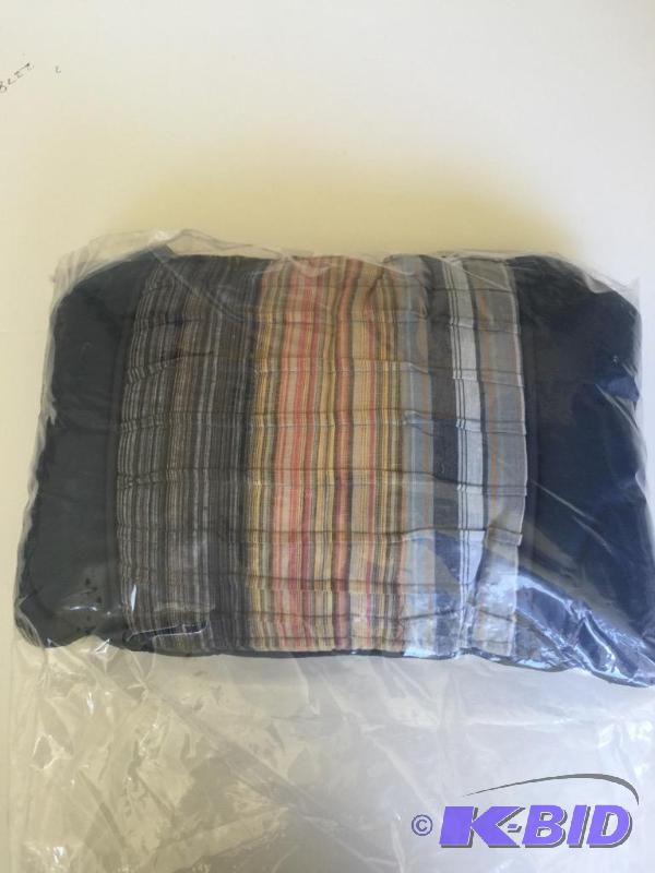 JCPenney oblong throw pillow blue other side blue with multi-colored pleating