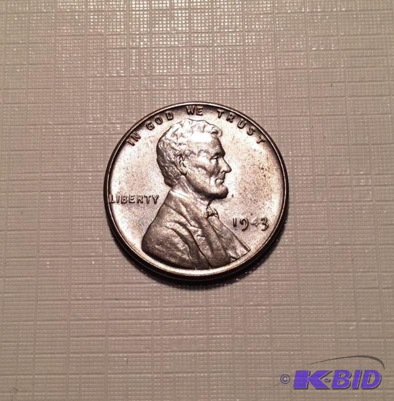 1943 Shadow 4 Steel Cent Mint Error  Nice BU Grade