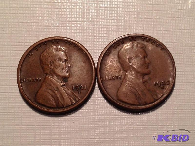 1921-S and 1925-S Better Date Lincoln Cents