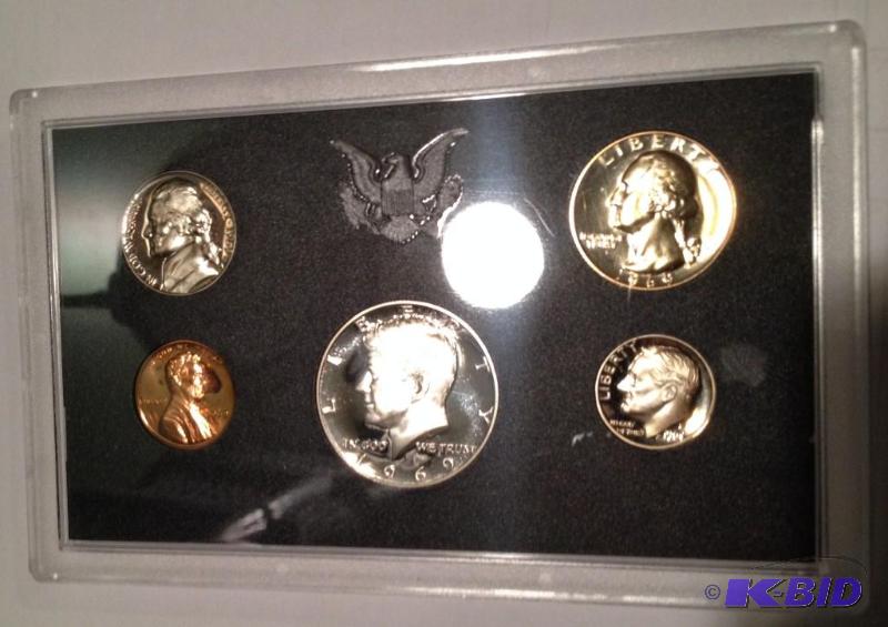 1969-S Proof Set With an Ultra Cameo Kennedy Half and Roosevelt Dime Monster Coins set