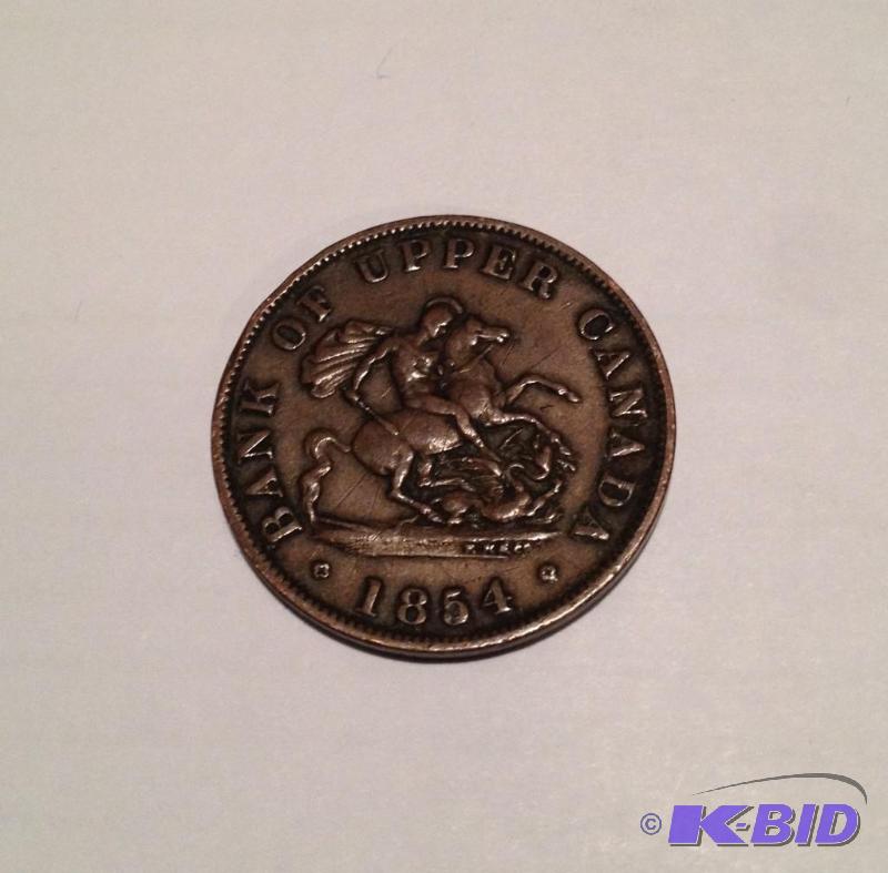 1854 Large Size Canada Half Penny Bank Token