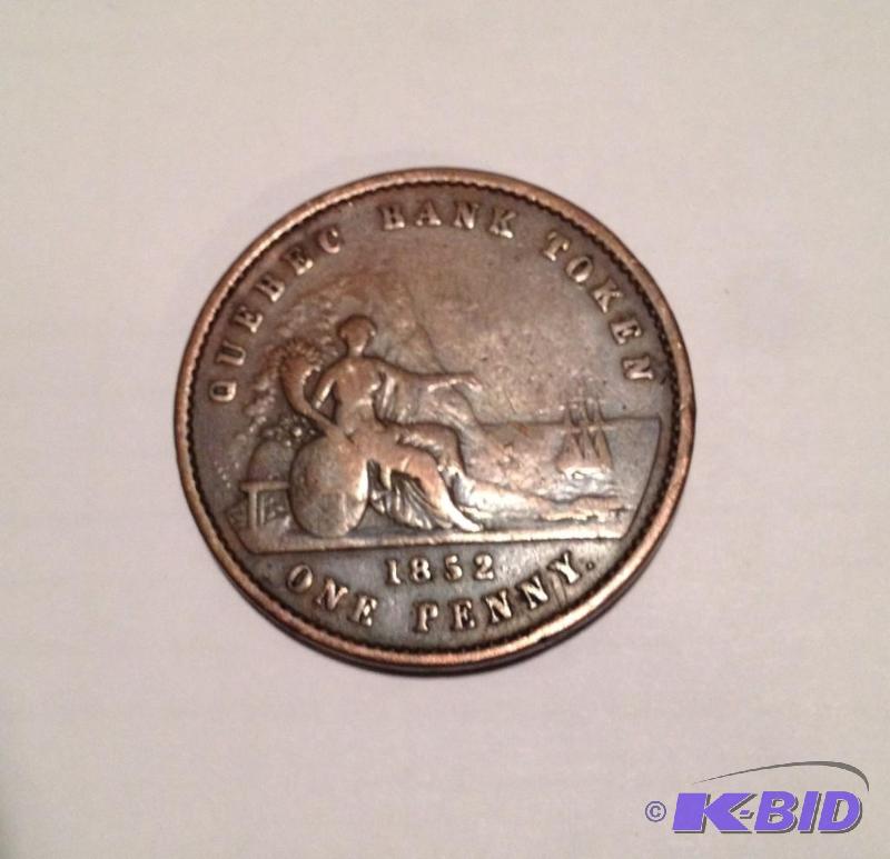 1852 Large Size Canada Penny Bank Token