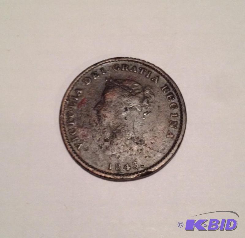 1843 New Brunswick Half Penny Bank Token Queen Victoria is portrait on the Obverse