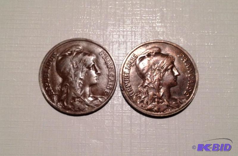 1911 and 1916 Copper coins from France Beautiful Designs  Nice Collectable Grades