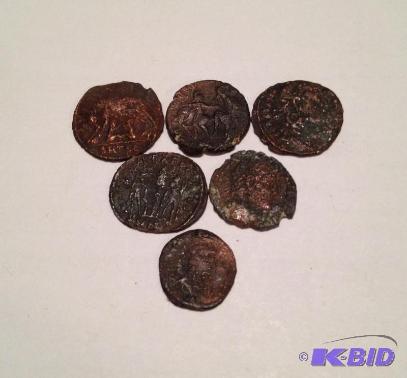 Lot of 6 Ancient Roman 1500 Year Old Coins Mixed RulersTypes