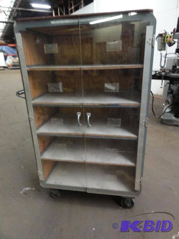 lot 150 image: Rolling 2-Door Cabinet with 5-Shelves and Ple...