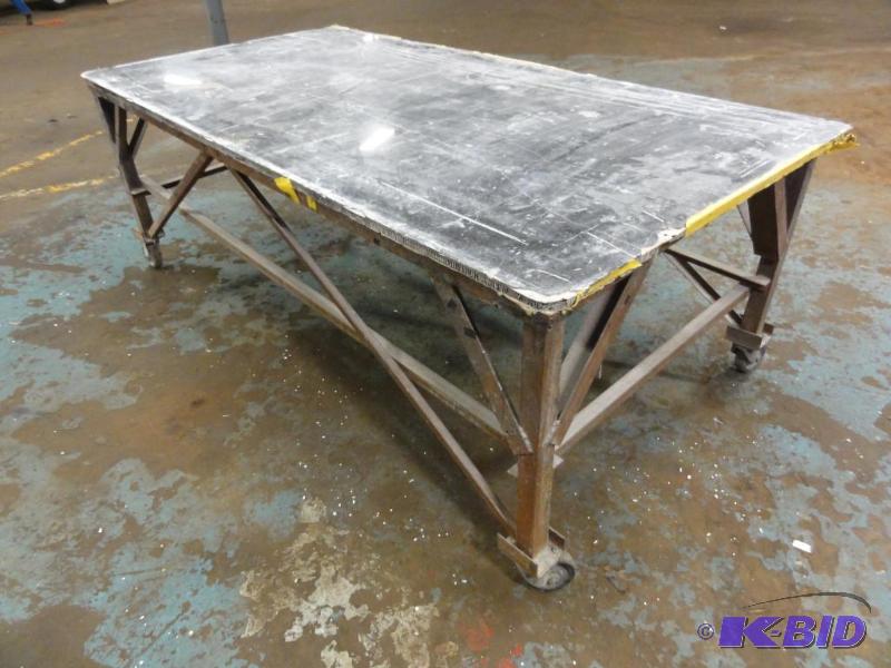lot 293 image: Steel Framed Rolling Work Table with Aluminum...