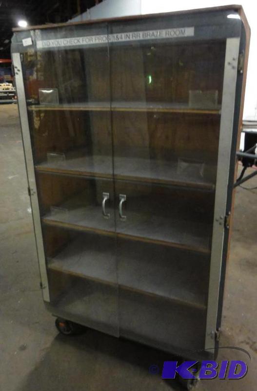 lot 43 image: Rolling 2-Door Cabinet with 5-Shelves and Ple...