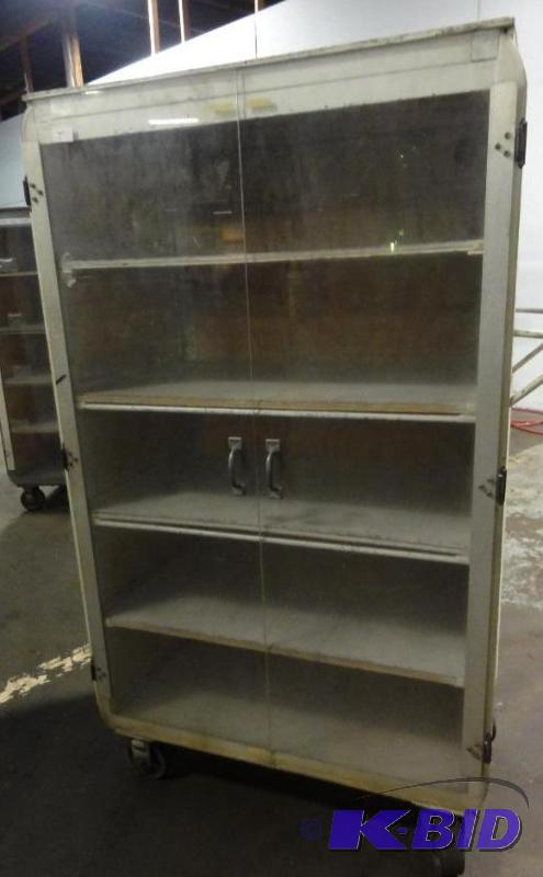lot 44 image: Rolling 2-Door Cabinet with 5-Shelves and Ple...