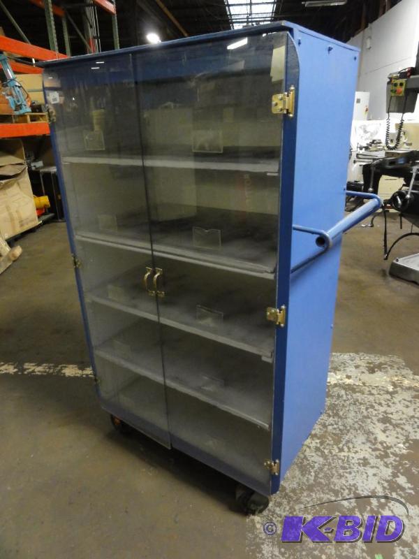 lot 46 image: Rolling 2-Door Cabinet with 5-Shelves and Ple...