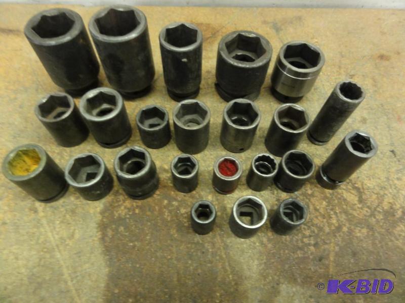lot 56 image: (23) Assorted Impact Sockets 916" up to...