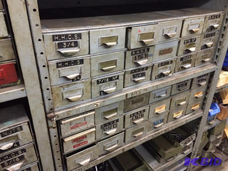 lot 87B image: (2) 18-Drawer Metal Cabinets with contents of...