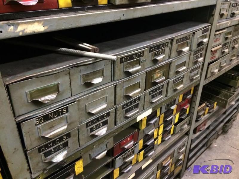 lot 87E image: 18-Drawer Metal Cabinet with contents of Nuts...