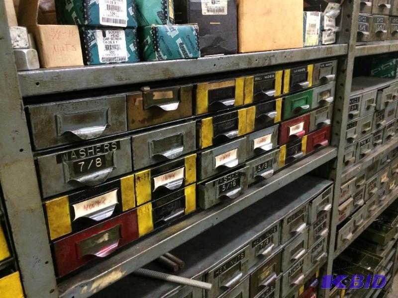 lot 87F image: 24-Drawer Metal Cabinet with contents of Lock...