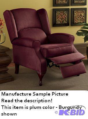Plum Wingback Exclusive Recliner - Item pictu...