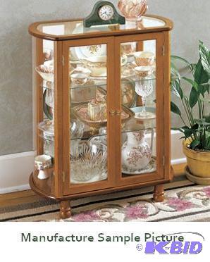 Curved Curio Cabinet - Oak finish - Glass top...