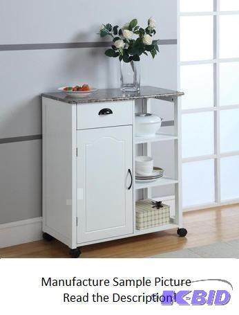 Faux Marble Top Kitchen Cart - White - Materi...