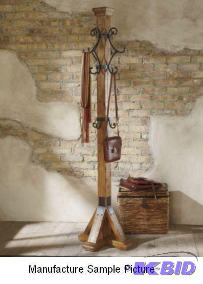 Rustic Coat Tree - Scrolled wrought iron hook...