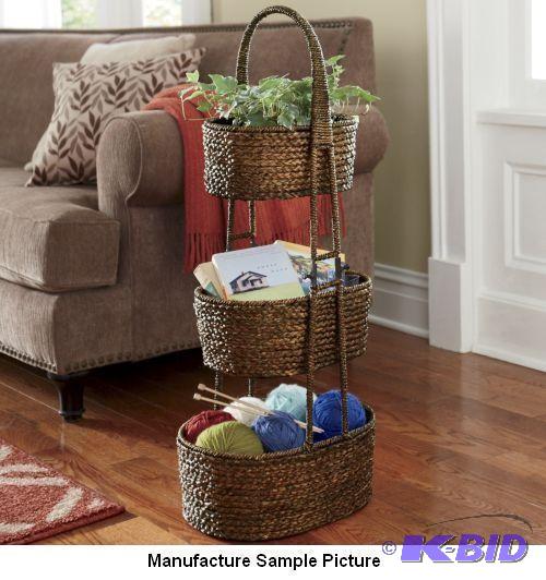 Three Tier Brown Wicker Basket Stand - Our 3-...