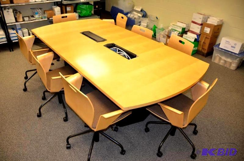 lot 178 image: Wood conference table 48x96" with 8 wood...