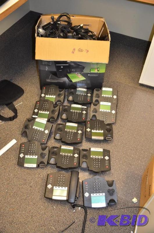 lot 180 image: 23 phone & hand sets by Polycom IP450...