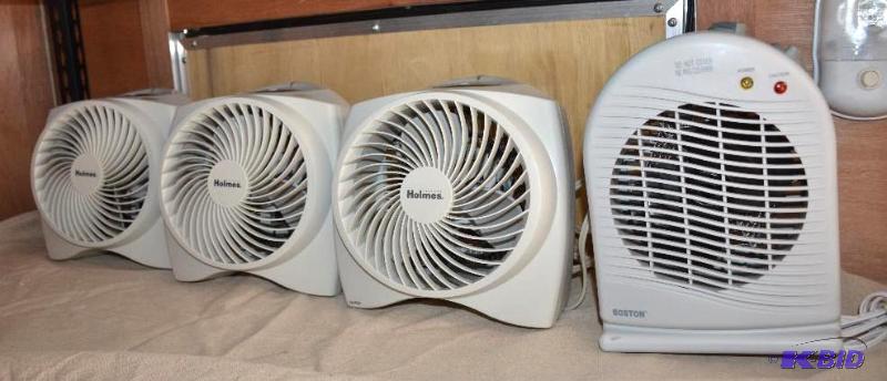 lot 42 image: 4 fans  heaters - 1 Boston, 3 Holmes...