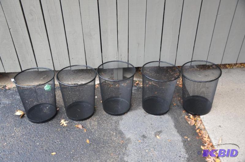 lot 49 image: 5 metal wastebaskets 14" tall...