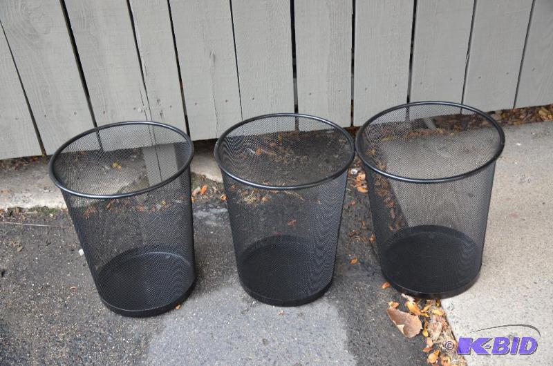 lot 51 image: 3 metal wastebaskets 14" tall...