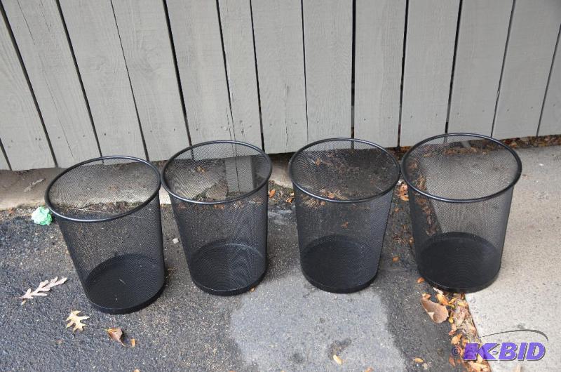 lot 52 image: 4 metal wastebaskets 14" tall...