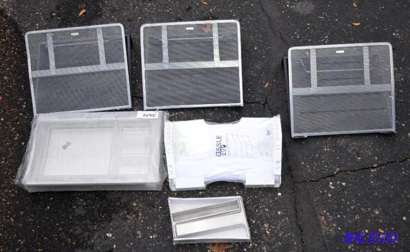 lot 56 image: 3 laptop stands, 6 metal wall file holders,1 ...