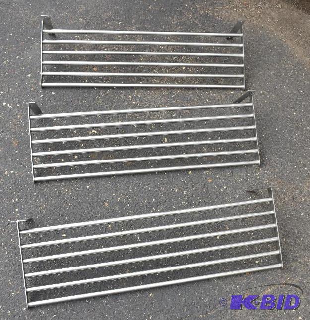 lot 81 image: Three metal shelves Ikea 10x32 metal shelf...