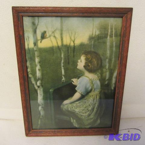 lot 117 image: Vintage Blue Bird Print