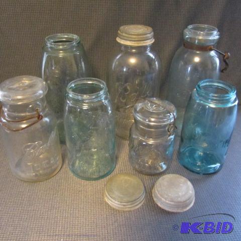 lot 170 image: Antique Blue Canning Jars