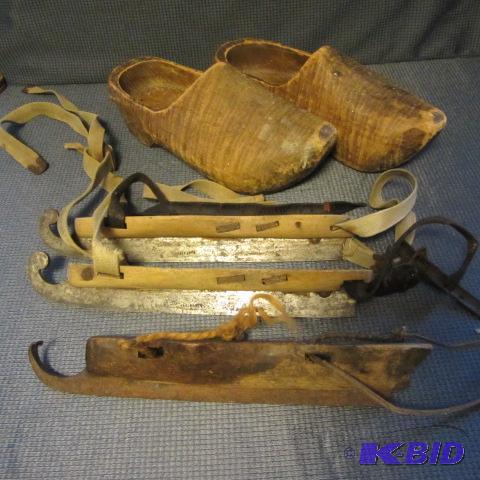 lot 189 image: Wooden Shoes, Skates