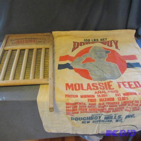 lot 208 image: Doughboy Feed Bag, Washboard