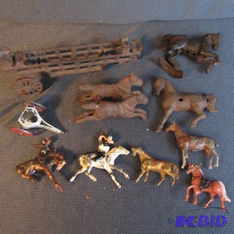 lot 281 image: Early Cast Fire Truck Wagon