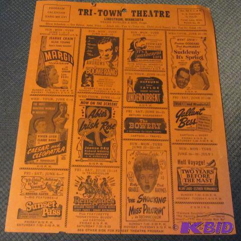 lot 372 image: 1940s Theater Flyer, Lindstrom