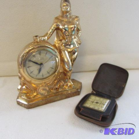 lot 80 image: Figural Clock, Travel Alarm