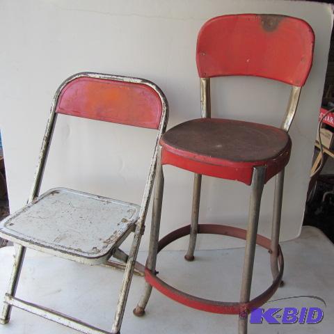 Enamel Stool & Childs Chair