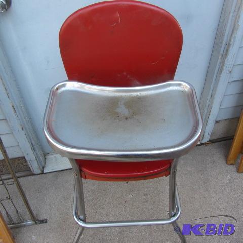 Chrome & Red High Chair