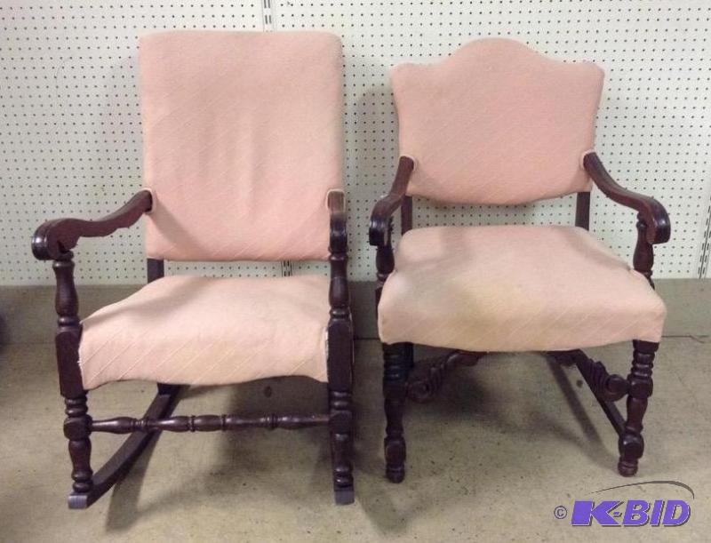 Vintage Upholstered Rocker & Chair