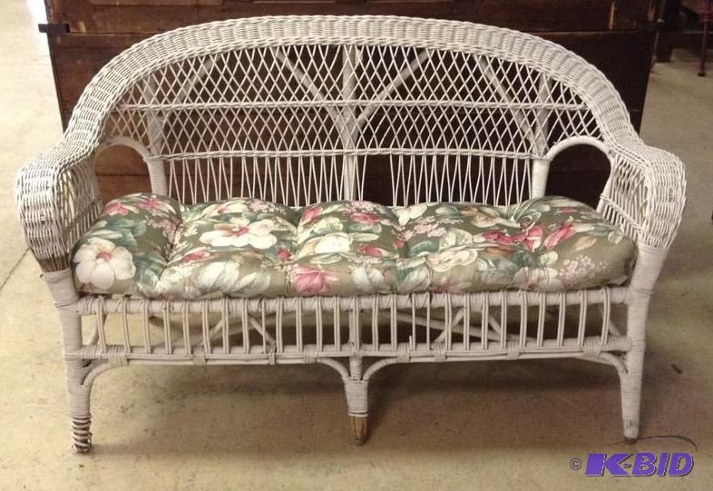White Ratan Wicker Love Seat