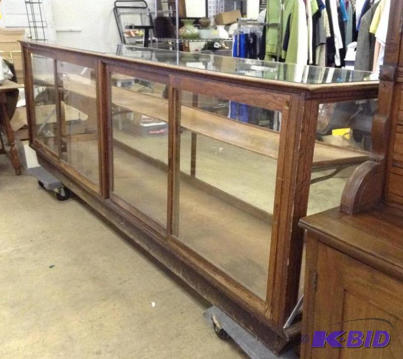 Vintage Oak & Glass Display Case