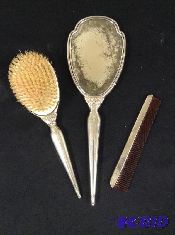 Vintage Sterling Hairbrush, Mirror & Comb Set