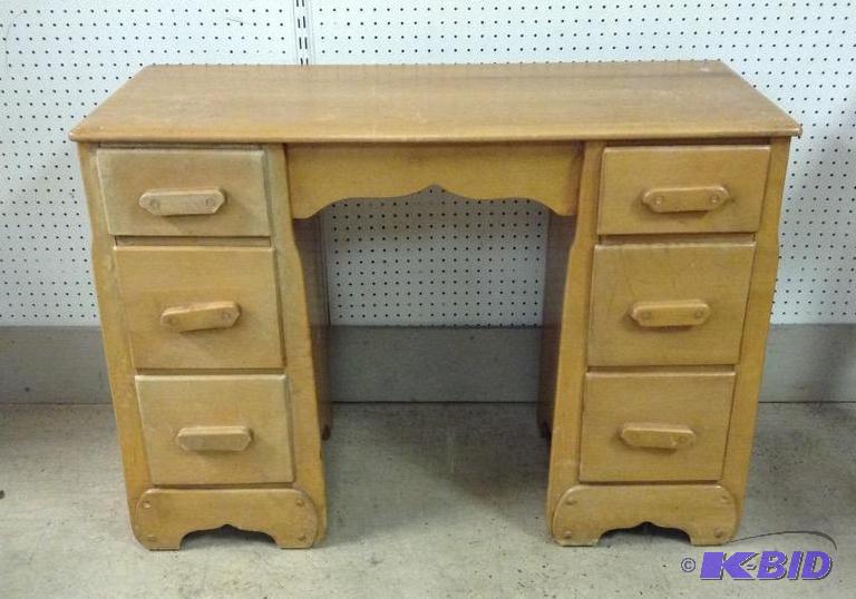 Light Wood Six Drawer Desk