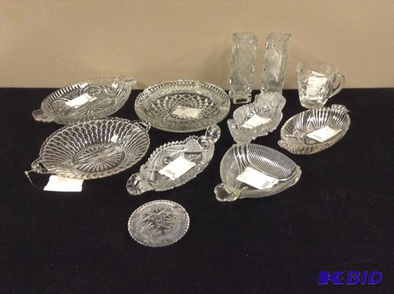 Large Lot Clear Pressed & Cut Glass